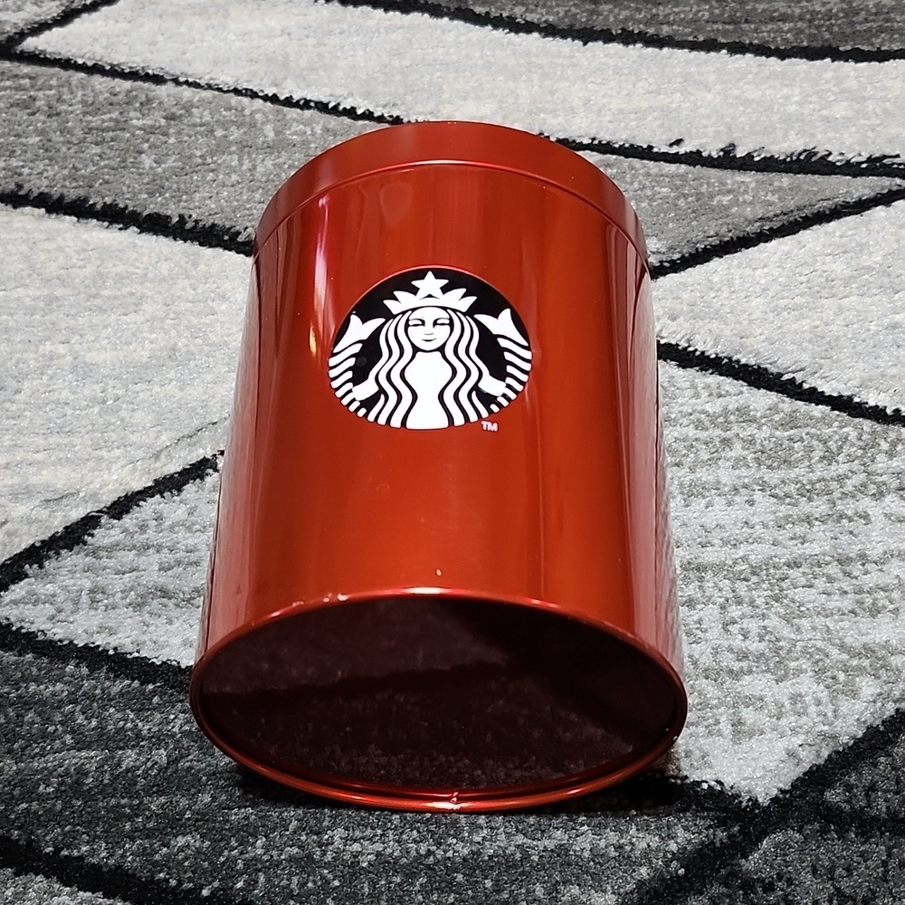 STARBUCKS METALLIC RED KITCHEN STORAGE TIN CANISTER